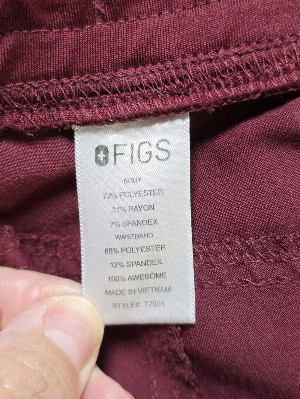 Figs Maroon Technical Collection Scrub Pants Size Large